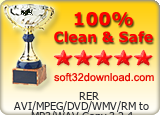 RER  AVI/MPEG/DVD/WMV/RM to MP3/WAV Conv 3.2.4 Clean & Safe award